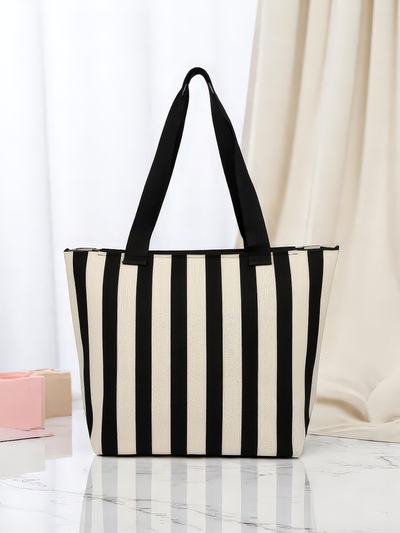 Royal Fashion Striped Fabric Tote Bag
