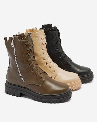 Black women's bagger boots with flat heel Fetisa - Footwear