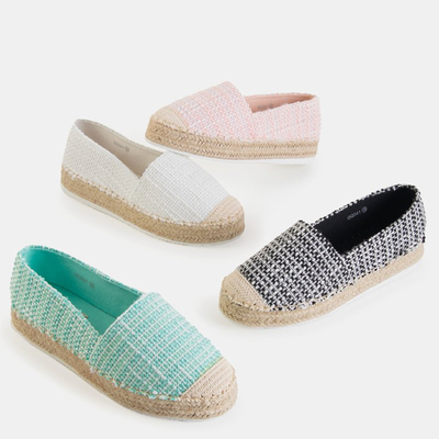 Pink women's tweed espadrilles Elizabet - Footwear