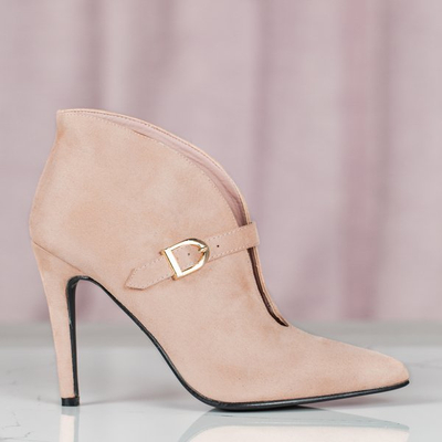 Pink boots on a higher heel with a buckle Deep Elegance - Footwear 1