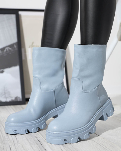 Blue women's slip-on boots with Mekira insulation - Footwear