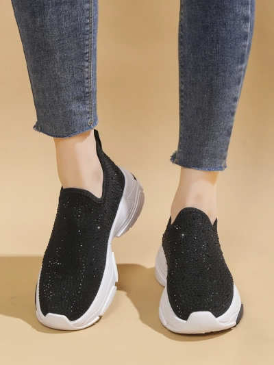 Royalfashion slip-on sieviešu sporta apavi ar rhinestones Elavises