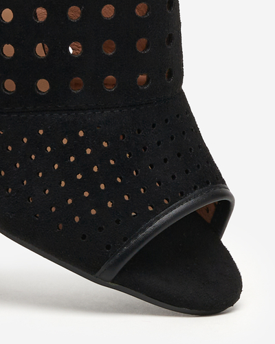 Black openwork women's sandals on the post Kholi - Footwear