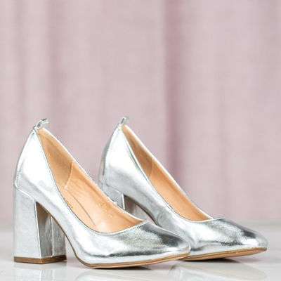 Silver pumps on a higher post Mattelessa - Footwear 1