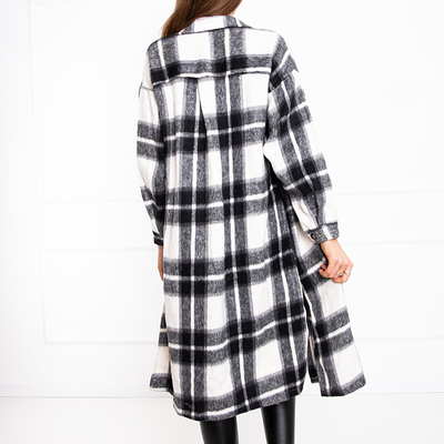 Women's black checked long shirt - Clothing