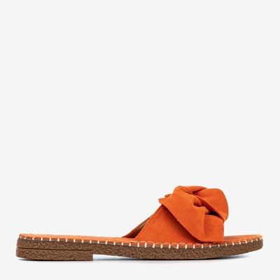 Ladies' orange sandals with a Latusa bow - Footwear