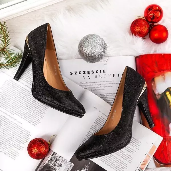 OUTLET Black brocade pumps on a Candycess heel - Shoes