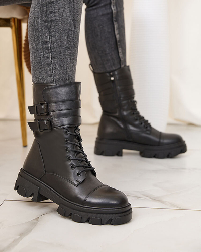 Royalfashion Eco leather women's bagger boots in black Faserti