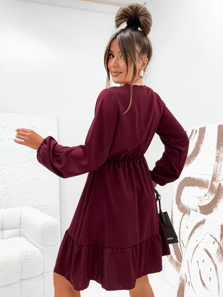 Royalfashion Женское мини-платье с оборками и запахом