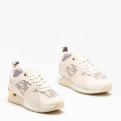 Beige women's sports shoes with a silver insert Klam - Shoes