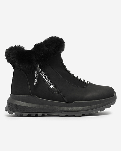 OUTLET Black women's insulated boots with fur Scherr- Footwear