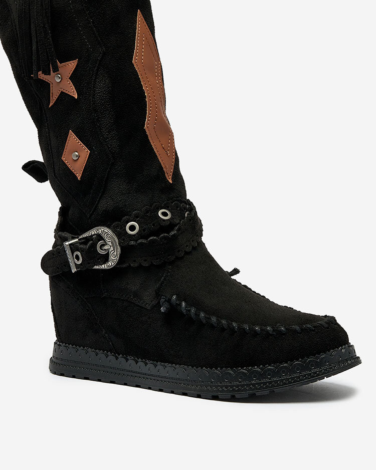 Royalfashion Black women's boots with hidden anchor Figgers