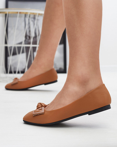 Women's camel ballerinas with decoration on the nose Caxien- Footwear