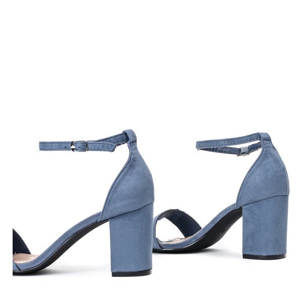 Sandały niebieskie z eko-skóry na słupku Cefalia - Obuwie