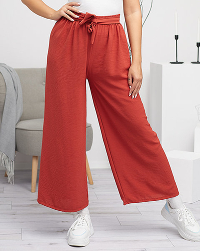 Women's red wide palazzo trousers - Clothing