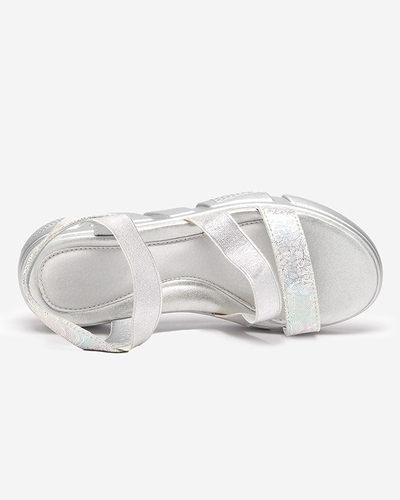Shiny silver girls' sandals Seloni- Footwear