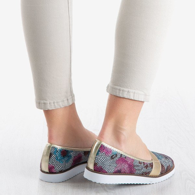 Women's multicolored ballerinas with a gold Nasulsha finish - Footwear