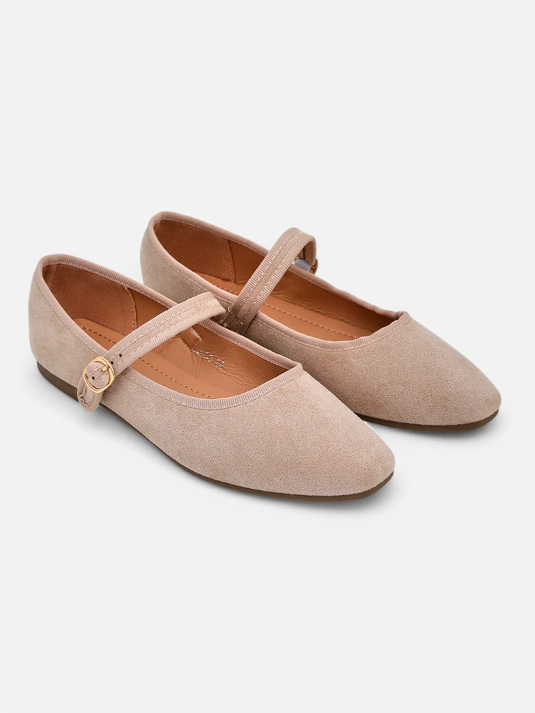Royalfashion Women's eco suede ballet flats with strap Ernie
