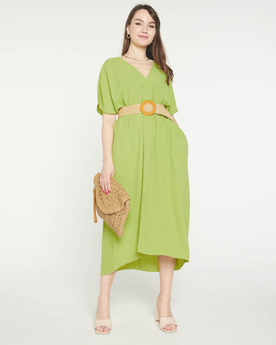 Women's green oversize dress with a belt - Clothing