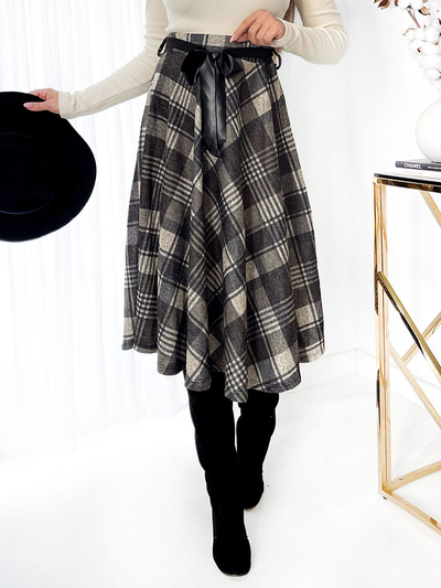 Royalfashion Pelēks sieviešu pīrāgu midi svārki