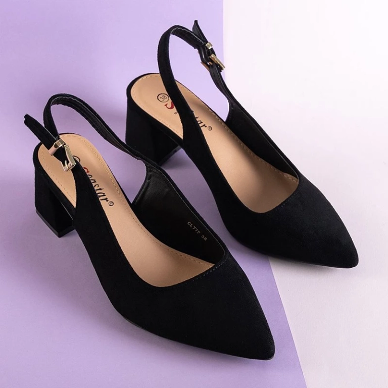 OUTLET Black women's eco-suede sandals on the Panella post - Footwear