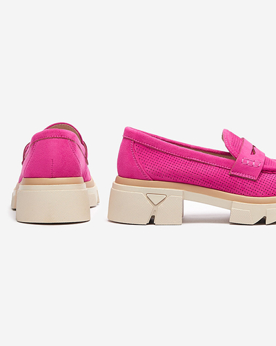 Fuchsia women's openwork moccasins on a solid sole Ejina - Footwear
