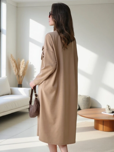 Royalfashion Women's midi dress oversized fabric with a flower