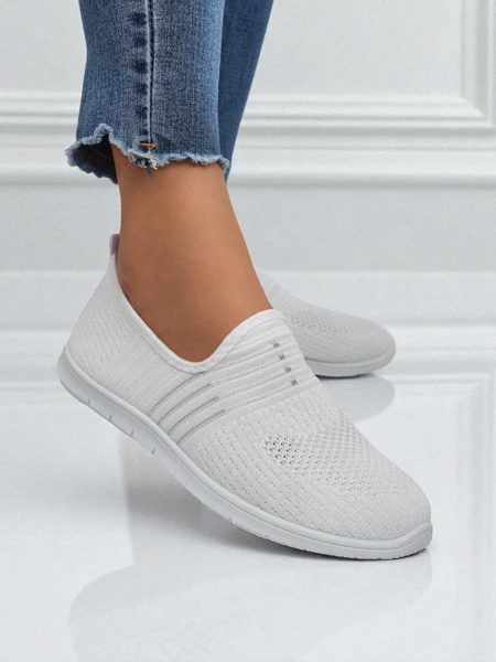 Women's White Fabric Slip-Ons Callisto - Lightweight Shoes for Spring and Summer