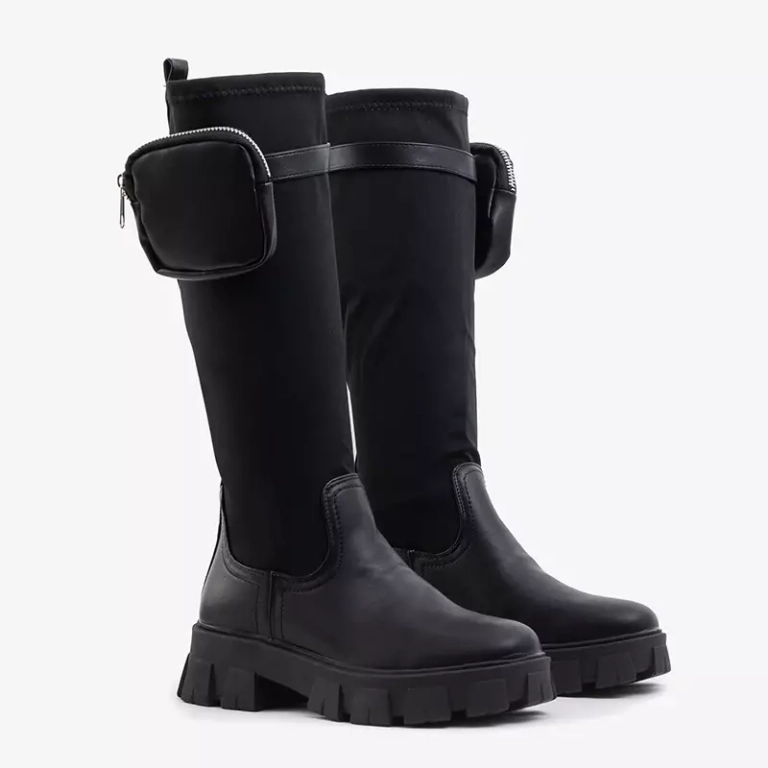 OUTLET Women's black boots, mid-calf Firef-Footwear