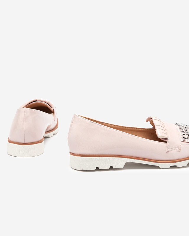 Pink lacquered loafers with fanreso jets - Footwear