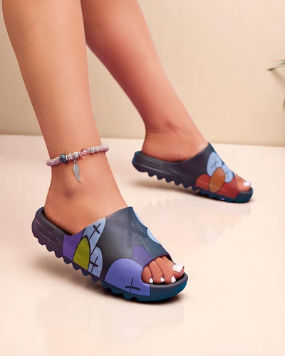 Melnas gumijas sieviešu čības ar Pfizz apdruku - Apavi