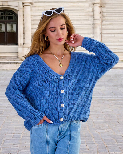 Royalfashion Women's knitted sweater with buttons