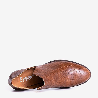 Коричневые туфли из змеиной кожи с вырезами по Пиксену - Обувь