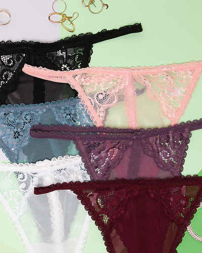 Women's multicolored lace thong panties 6 / pack - Underwear