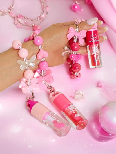 Lip gloss for children with bracelet Raspberry