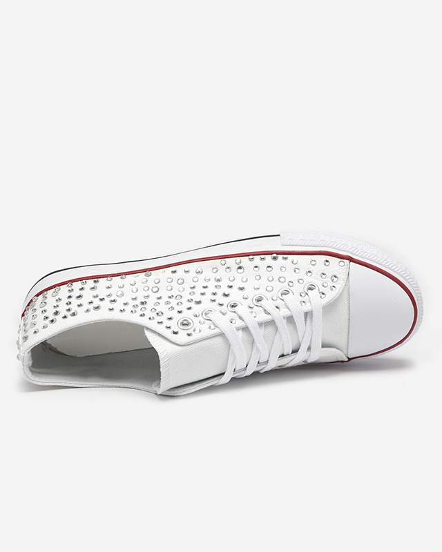 White low sneakers with cubic zirconias Toutu - Footwear