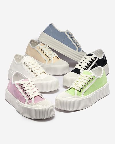 Beige women's sneakers on a solid sole Ozerika - Footwear