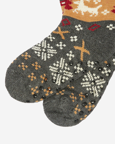 Pelēkas sieviešu zeķes ar Ziemassvētku rakstu - Apakšveļa