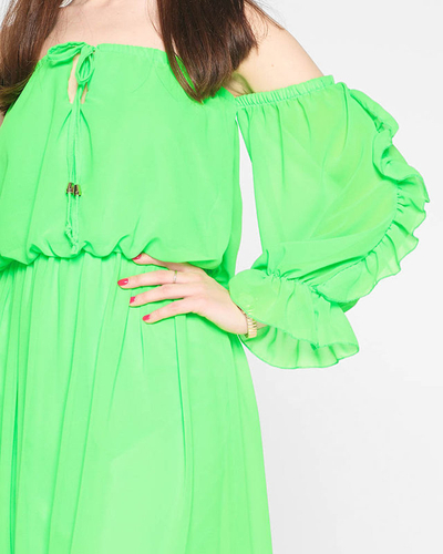 Women's neon green Spanish maxi dress - Clothing