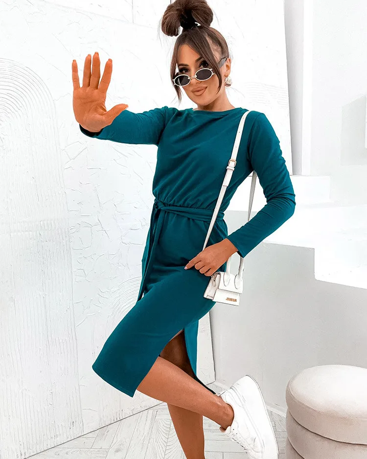 Royalfashion Sieviešu kokvilnas kleita līdz ceļgaliem