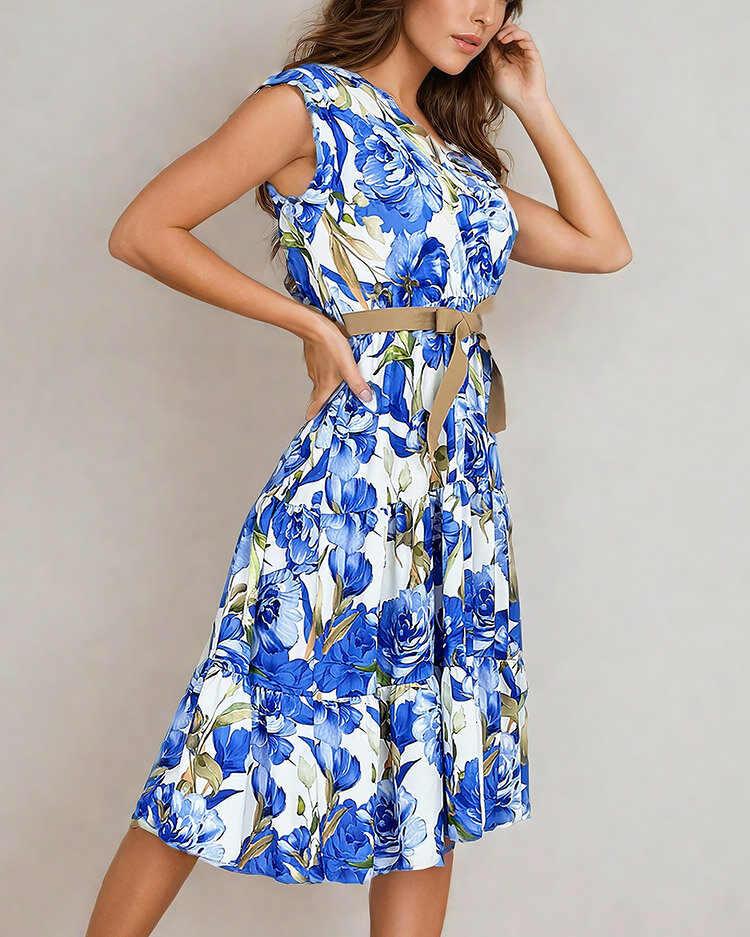 Royalfashion Женское платье миди с цветочным узором