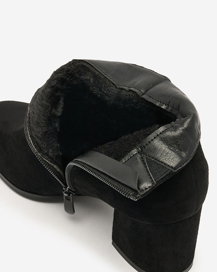 Royalfashion Черные женские сапоги на низкой шпильке Referra