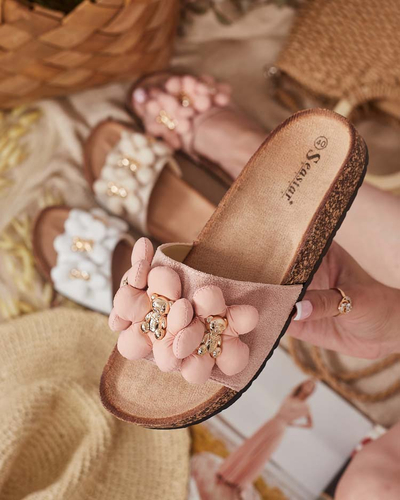 Royalfashion Sieviešu čības ar zelta lācīšiem un ziediem Isaralle