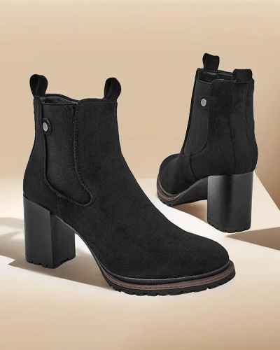Royalfashion Women's eco-suede ankle boots on a pillar Idilla