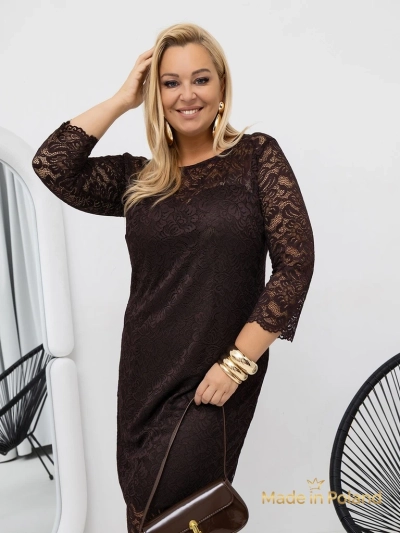 Mežģīņu midi kleita ar 3/4 piedurknēm Elegant Star