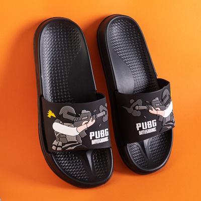 Women's Black Rubber Snape Slippers - Footwear