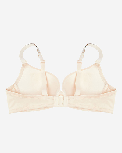 Beige plain padded bra with decorated straps - Underwear