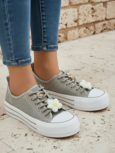 Royalfashion Women's perforated sneakers with decorations Osdo