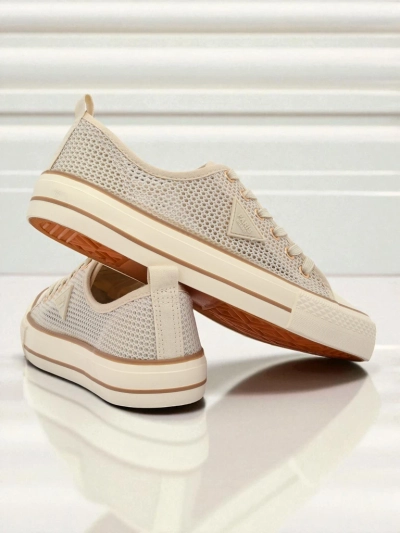 Aurelia Beige - ženske platnene tenisice na ravnom potplatu 3 cm