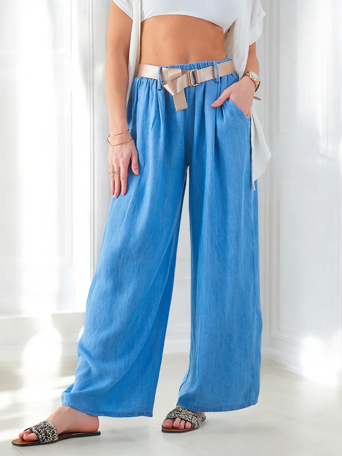 Royalfashion Gaisa plašas sieviešu bikses ar jostu